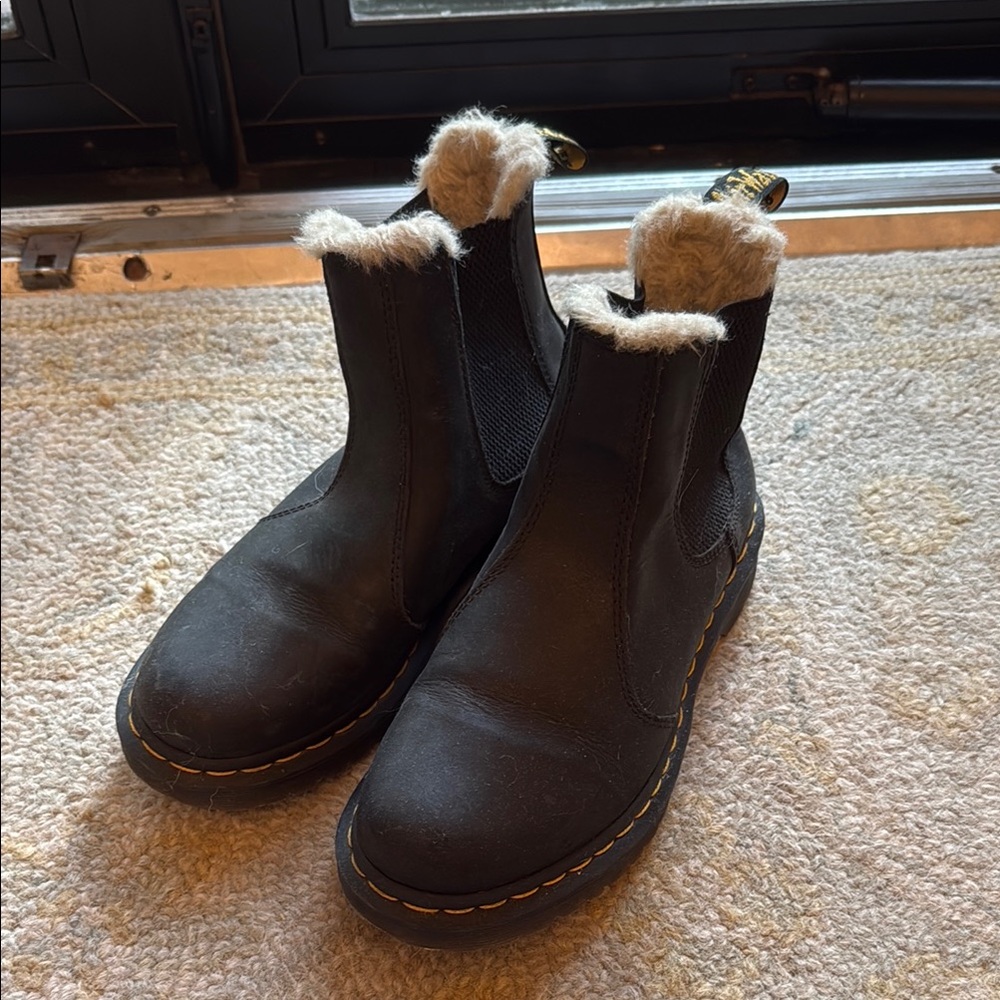 Dr. Martens Black Ankle Boots with Faux Fur